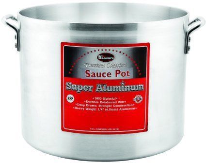 Winco axha-60, 60-quart aluminum sauce pot with 6-mm super aluminum bottom, nsf for sale