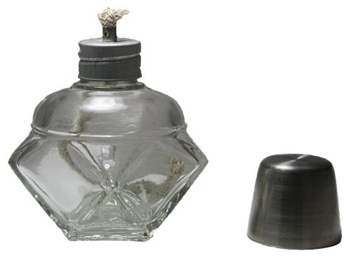 Hexagonal glass spirit alcohol burner w/replaceable wick &amp; 125ml capacity for sale
