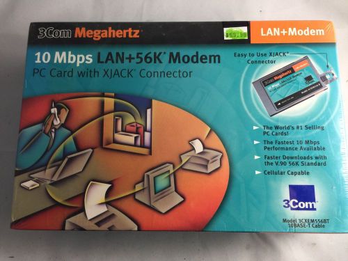 NEW 3com Megahertz Model# 3cxem556bt PCMCIA Lan and 56k Modem pc card xjack V.90