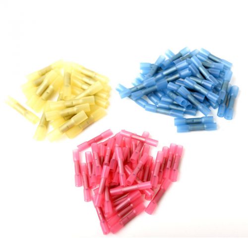 100pcs 22-10 awg dual-walled heat shrink butt splice connector terminal for sale