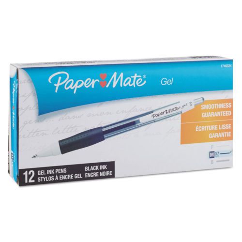 New 12-Pack Black PaperMate Pens Medium Point Gel Retractable Office School Home