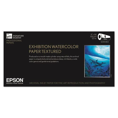 Exhibition textured watercolor paper roll, 17&#034; x 50 ft, white for sale