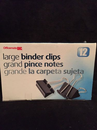 Set of  (3) officemate/office max large binder clips box of 12, 2&#034; wd 1&#034; cap for sale