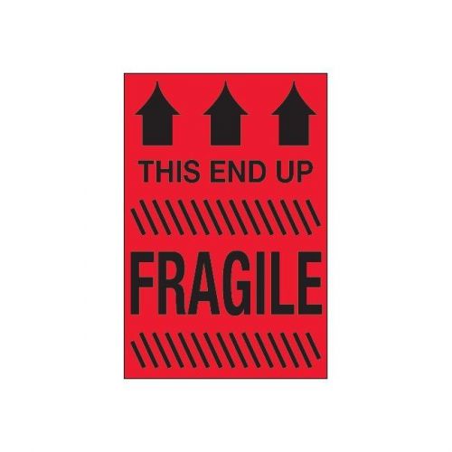 &#034;Tape Logic Labels, &#034;&#034;This End Up - Fragile&#034;&#034;, 4&#034;&#034; x 6&#034;&#034;, Fluorescent Red, 500/R