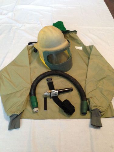 Bullard blasting helmet, respirator, cape and cool climate control tube for sale