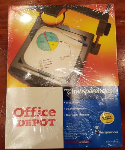 Office Depot #753-621 Write On Transparencies Transparency Film QTY 60 -- NEW