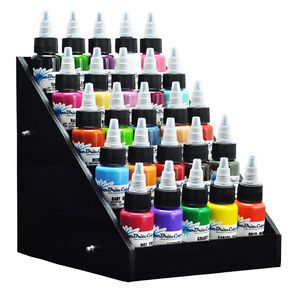 Black acrylic tattoo ink small display stand 5-tier rack organizer table counter for sale