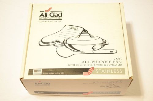 All-Clad 41508 SS Tri-Ply Bonded All Purpose Pan w/ Domed Lid, Spoon, Mitts