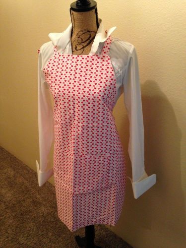glittered hearts  print barbecue style apron ties at neck and waist handmade