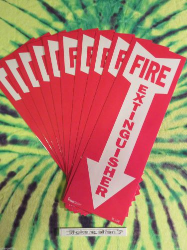 (10-SIGN) 4&#034; X 12 SELF-ADHESIVE VINYL &#034;FIRE EXTINGUISHER ARROW&#034; SIGNS...NEW