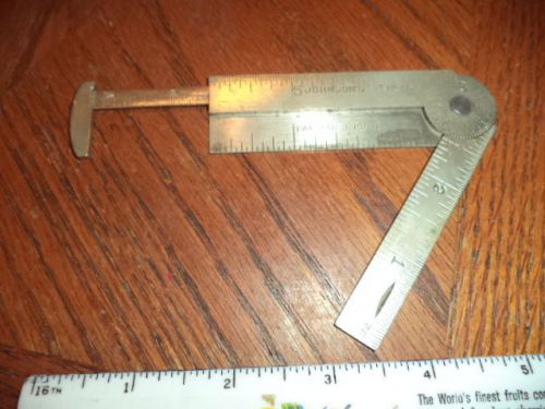 Vintage johnson&#039;s 6&#034; pocket rule, caliper &amp; angle gage in-one w/ leather case for sale
