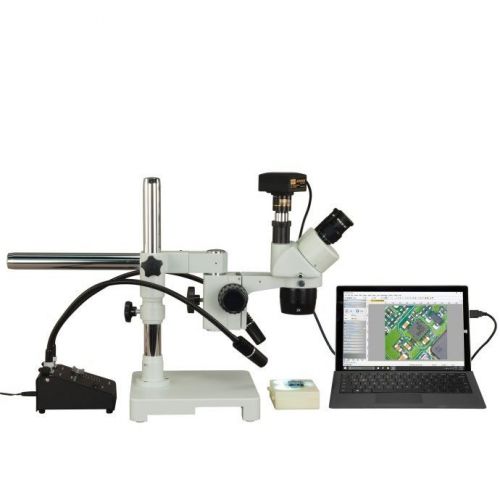 Trinocular 10x-20x-40x-80x 5mp usb 3.0 boom stereo microscope+6w gooseneck light for sale