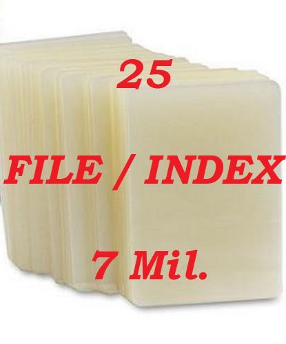 Laminating Laminator Pouches Sheets 3-1/2 x 5-1/2  Index Card  25- Pack 7 Mil