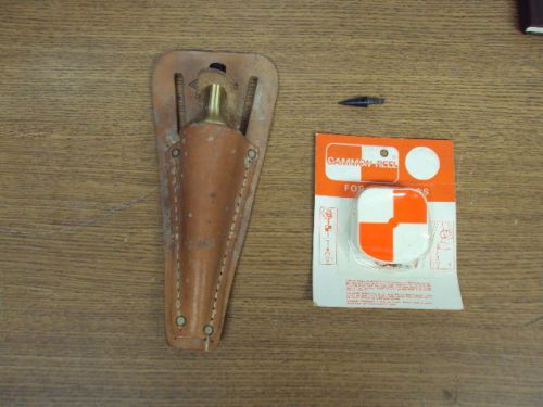 NEW OLD STOCK LEITZ 18 OZ  PLUMB BOB WITH LEATHER POUCH &amp; GAMMON REEL