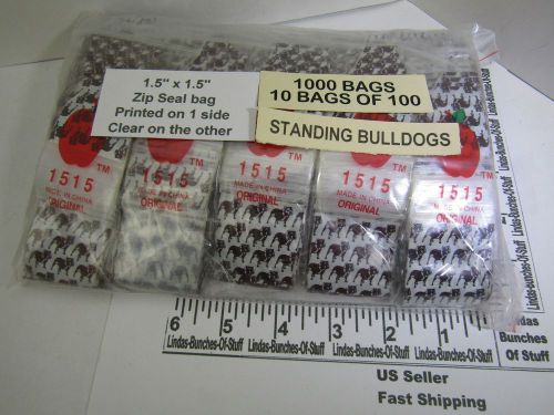 1000 standing bulldogs 1 1/2&#034; x 1 1/2&#034; 2 mill plastic zip seal bags new! for sale