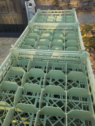 (3) Commercial Dishwasher Racks Cups, Bowls, Bar Glass 16 - 4 5/8&#034; sq sections