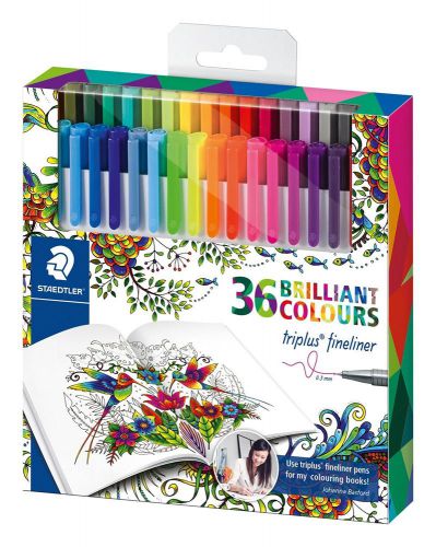 Set of 36 Staedtler Johanna Basford Triplus Fineliner Pens Adult Coloring Books