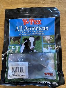 Y-Tex Black Male Button Blank Cattle Ear Tags 25 Count