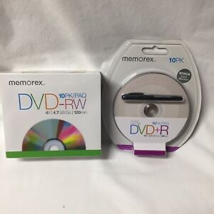 Memorex DVD-RW 4.7 GB Rewritable 10 Discs + DVD-R 4.7 GB Printable10 Discs NEW