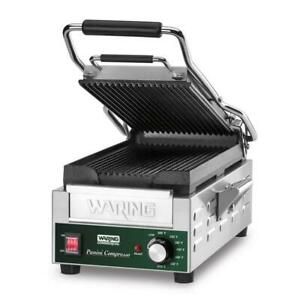 Waring Compresso Slimline Panini Grill 14.5&#034; x 7.75&#034; Cooking Surface 120 Volt