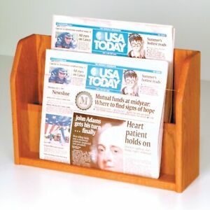 Wooden Mallet Countertop 2 Pocket Newspaper Display, Medium Oak