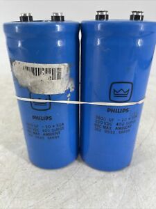 LOT OF 2 Philips Large Filter Capacitor 3600UF, 350VDC, 400 Surge, 10+50%