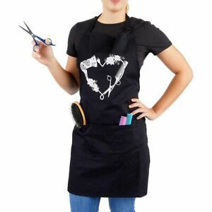 Okuna Outpost Hair Stylist Apron with 3 Pockets (Black, 24 x 30 Inches)