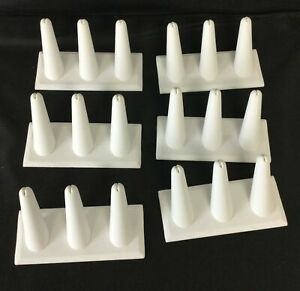 Lot 6 Faux Leather 3 Finger Ring Display White Jewelry Store pawn Shop Counter