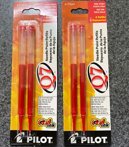 2 Packs Pilot Q7 Gel Ink Refill Fine Point Red 4 Total Refills Brand New