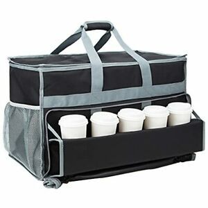 Insulated Food Delivery Bag, Large Delivery Bag XXL with Cups Holder, Black
