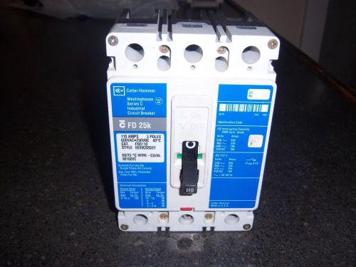 Cutler-hammer industrial circuit breaker fd3110 100 amp 600 vac 3 pole for sale