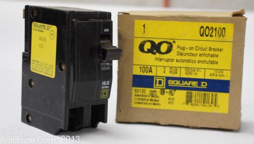 Square d qo2100 circuit breaker 2 pole 100 amp 240 volt *nib* !! b300 for sale