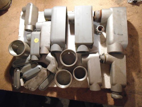 MIXED LOT OF CONDUIT FITTINGS - NEW &amp; USED , RED DOT, CARLON