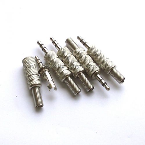 2pcs 1/8&#034; 3.5mm male plug coaxial audio connector solder silver tone for sale