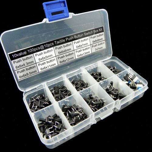 10value 100pcs tactile push button switch momentary tact assort. box kit (#522) for sale