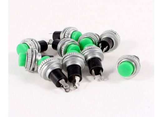 10 pcs momentary spst no green round cap push button switch ac 3a/125v 1.5a/250v for sale