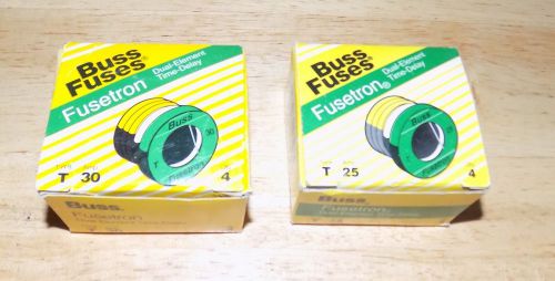 Buss dual element time delay fuses fusetron type 4-T30 &amp; 4-T25 amp  8 Total