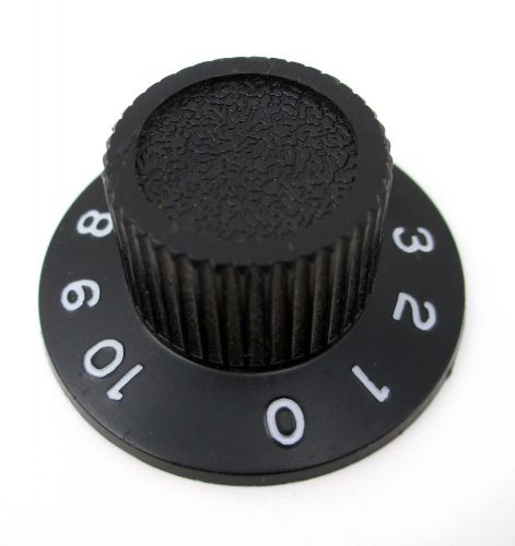 Black 1.5&#034; skirted 0 to 10 control knob dial for d-shaped shaft ~ tuning dial for sale