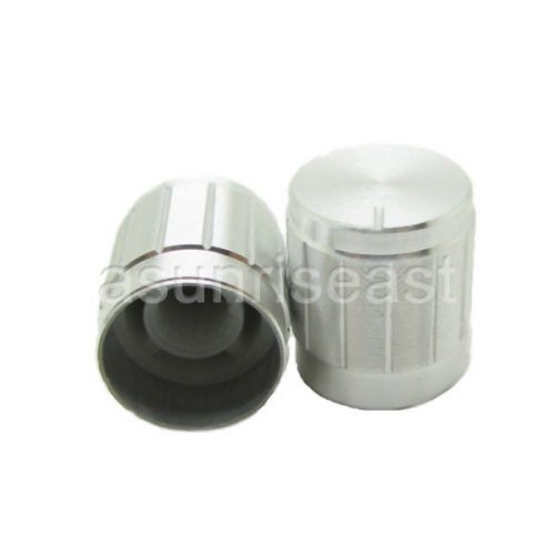 100xSilvery Rotary Cap Aluminum Knob for 6mm Knurled Splined Shaft Potentiometer