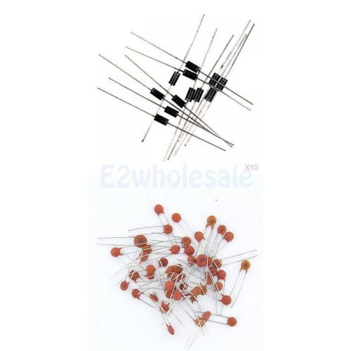 2000pcs in4007 do-41 rectifier diode 1a 1000v + 1000pcs 50 values 1pf-100nf for sale