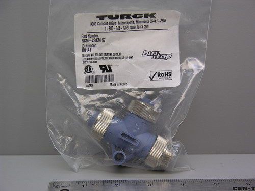 Turck rsm-2rkm 57 devicenet bus drop and diagnostic tee 3-way connector for sale