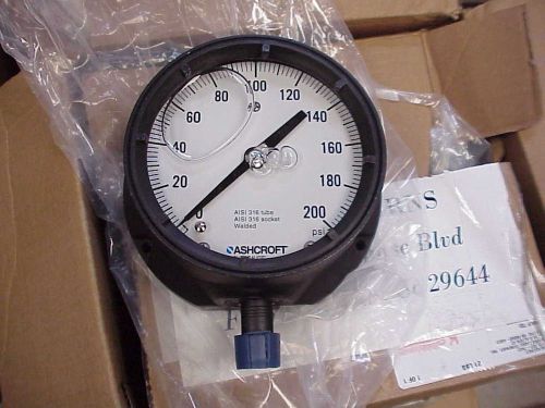 Ashcroft 451379ssl04l200# pressure gauge, 0 to 200 psi, 4-1/2in for sale