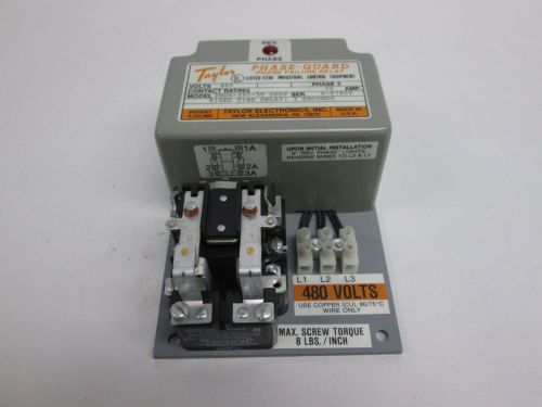 Taylor pndr-480-3t dpdt 3 phase guard failure relay 480v-ac 30a amp d292707 for sale