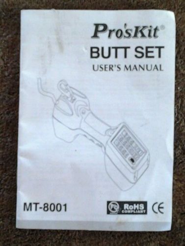 Pro&#039;s Kit Telephone Butt Set User&#039;s Manual