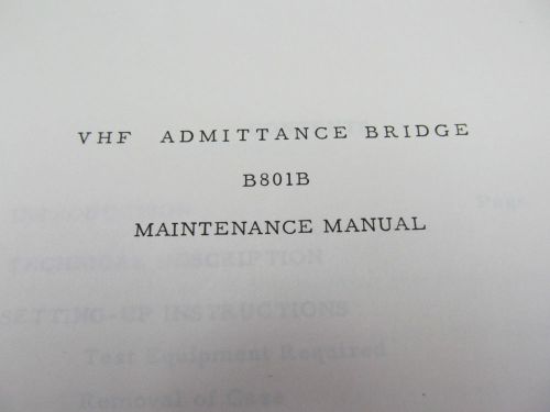 WAYNE KERR B801B VHF Admittance Bridge Maintenance Manual - copy