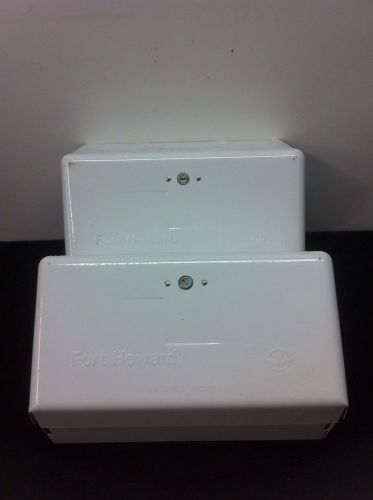 Lot of two fort howard selfold towels holder white metal wall mount for sale