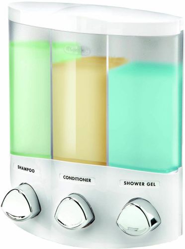 Shower dispenser white trio three chamber soap office home hotel large 14 oz new for sale