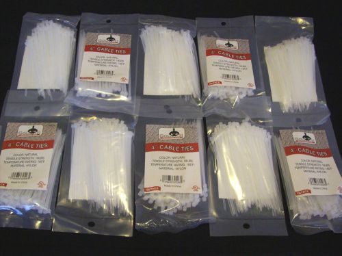 1000 GOLIATH INDUSTRIAL 4&#034; NATURAL WIRE CABLE ZIP TIES NYLON TIE WRAP WHOLESALE