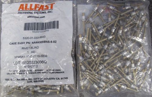 1000 lot allfast blind rivets nas9305bns-6-02 5320-01-033-8643 m998 &amp; aircraft for sale
