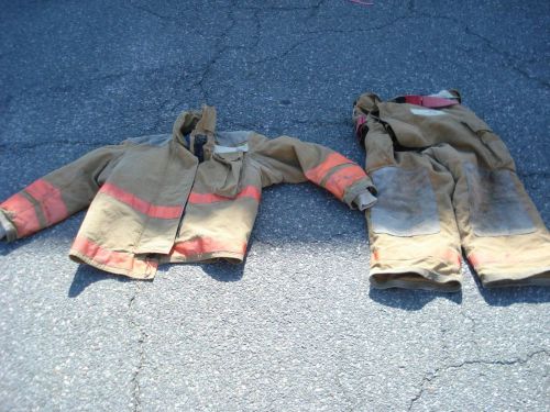 Globe firefighter turnout gear set bunker pants 44x28 jacket 42x34 for sale